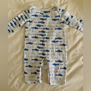 Aden by aden & anais 0-3 months Blue Shark Print Kids One Piece